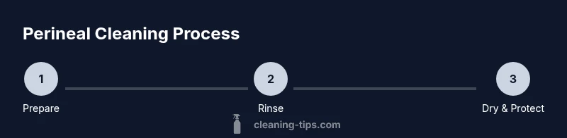 Infographic showing steps for safe perineal cleaning