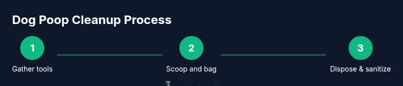 Process infographic showing dog poop cleanup steps