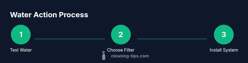 Process diagram of testing, choosing, and installing water filtration