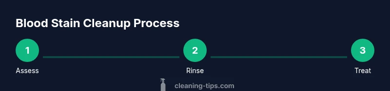 Infographic showing a 3-step process to remove blood stains
