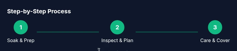 Three-step infographic showing soak, inspect, and care steps for ingrown nail