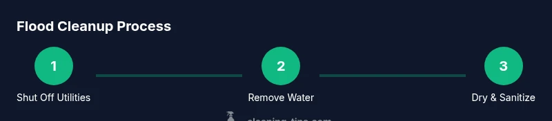 Infographic showing a three-step flood cleanup process