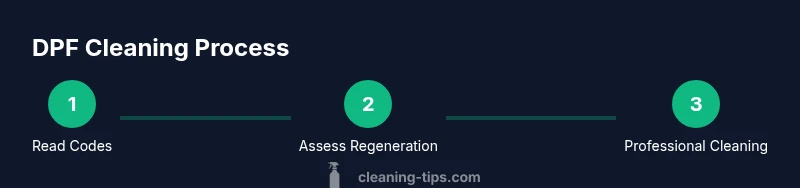 Process diagram showing DPF diagnosis, regeneration, and professional cleaning