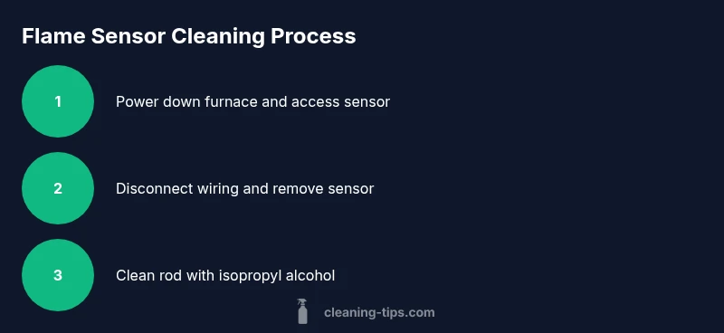 Process diagram showing steps to clean furnace flame sensor
