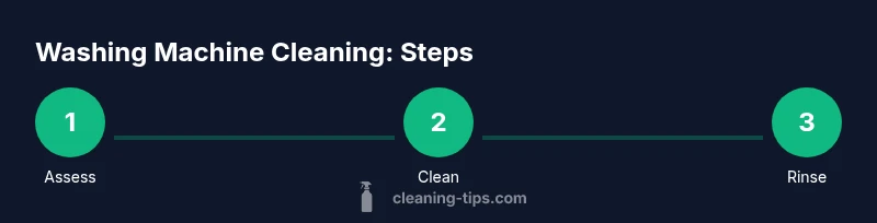 Process infographic showing steps to clean a washing machine