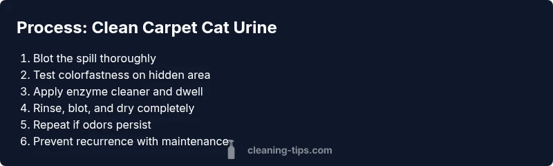 Infographic showing a step-by-step process for cleaning cat urine from carpet