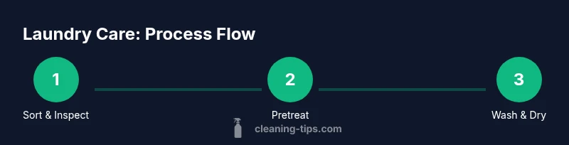 Process infographic showing laundry care steps