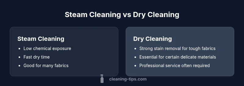 Comparison infographic showing Steam Cleaning vs Dry Cleaning