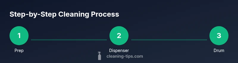 Process infographic showing steps to clean washing machine