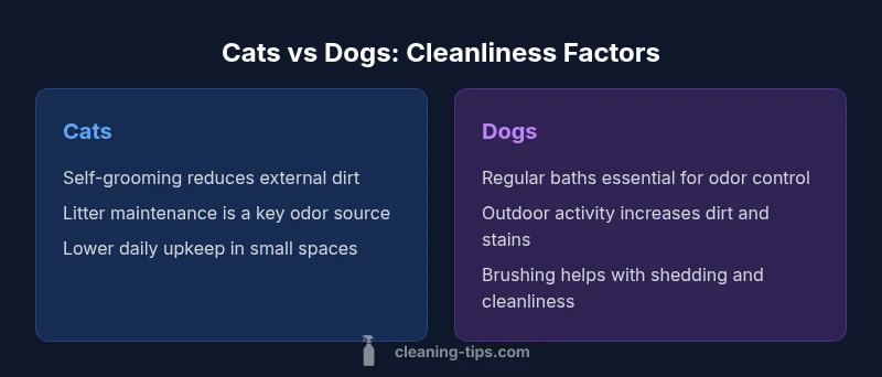 Infographic comparing cat and dog cleanliness factors