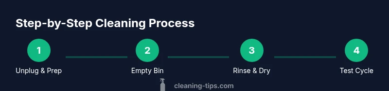 Infographic showing a four-step cleaning process for an ice maker