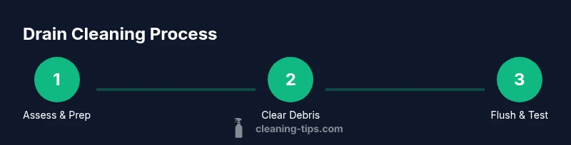 Timeline of steps to clean a kitchen sink drain