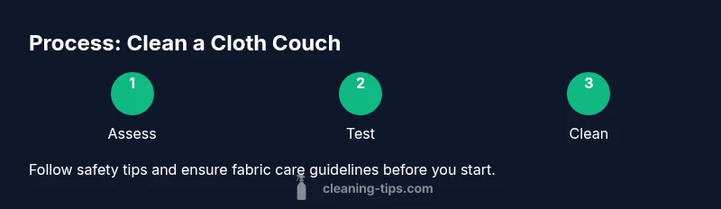 Step-by-step cloth couch cleaning process diagram