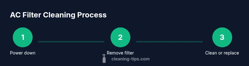 Infographic showing three-step process to clean AC filter.