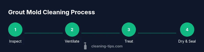Process diagram showing steps to clean grout mold