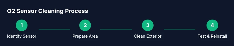 Infographic showing four steps to safely clean an O2 sensor