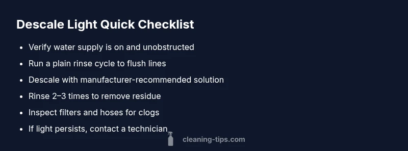 Checklist for flashing descale light troubleshooting on appliance