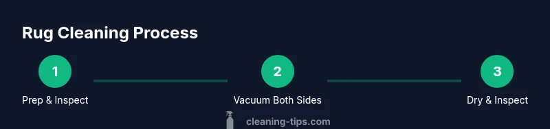 Process infographic showing rug cleaning steps