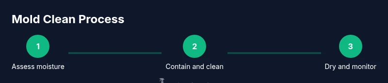 Process diagram showing 3 steps of mold clean