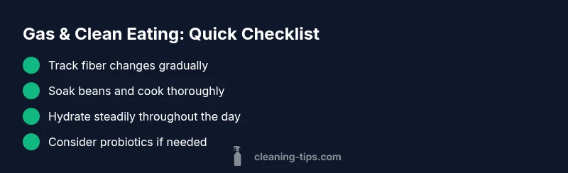 Checklist infographic about gas and clean eating