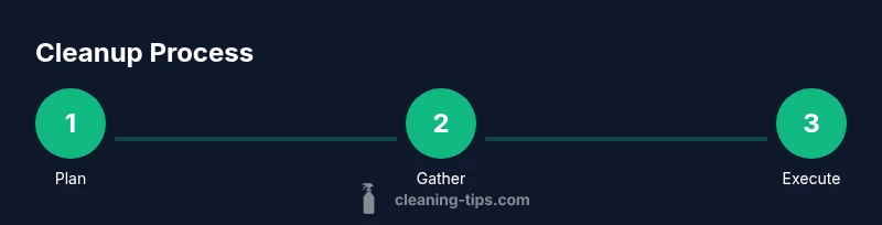 Infographic showing a 3-step cleanup process: plan, gather, execute