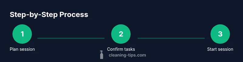 Process infographic showing steps for productive cleaning session with a cleaner present